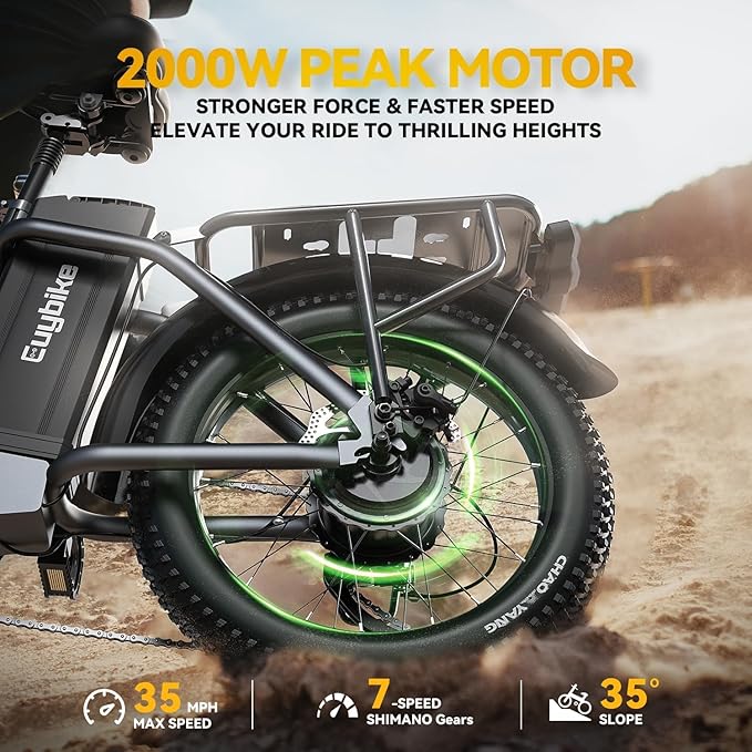 3000W/2000W Peak Dual Motor/Single Motor Foldable Electric Bike for Adults, 52V 30Ah Removable Battery, 35 MPH & 120 Miles, 20"x4.0" Fat Tire Mountain Bicycle, Magnesium Alloy Frame Dirt Ebike