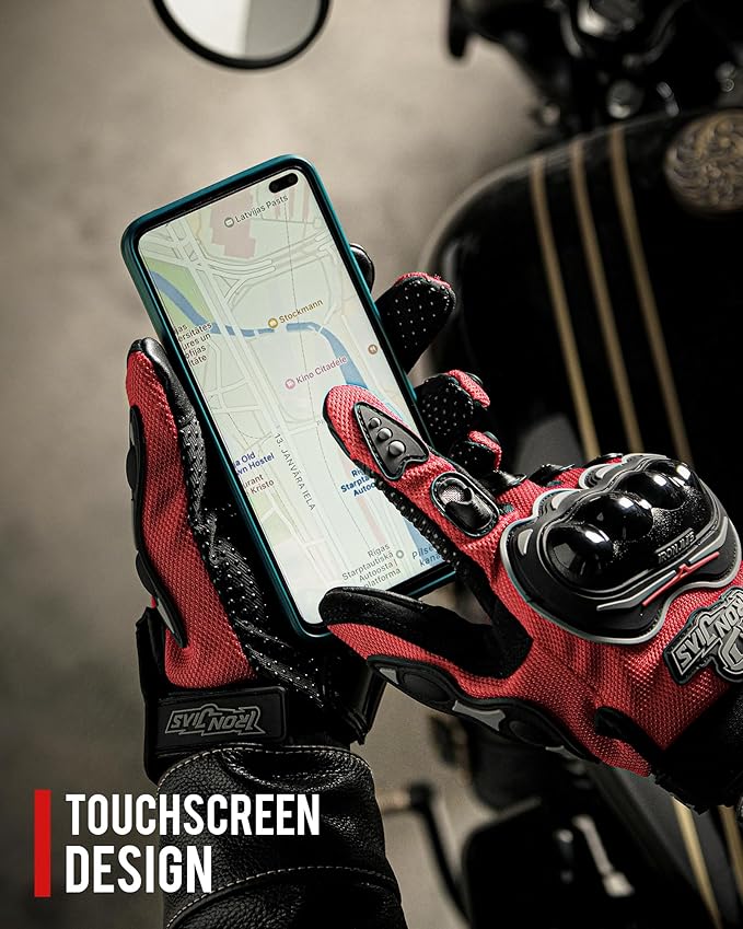 IRON JIA'S Motorcycle Gloves for Men and Women - Motorbike Powersports Racing Gloves with Hard Knuckle Touchscreen for BMX ATV MTB Riding