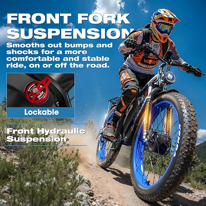 Ebike for Adults Electric, 52V 19.2Ah/32Ah, Peak 2000W/2500W E-Bike, 36/40MPH, 70 Miles/100Miles, Hydraulic Disc Brake, Off Road Snow Mountain E-Bike, 24"/26" Fat Tire Electric Bicycle UL2849 by SGS