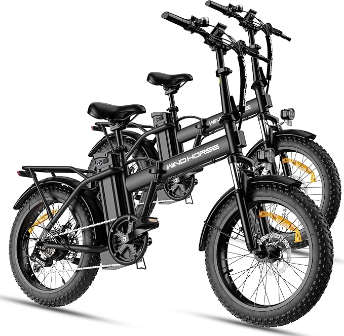 Foldable Electric Bike, Peak 983W Motor Ebike, 40-70 Miles & 20 MPH, 48V Removable Battery, 20" Fat Tire All-Terrain Electric Bicycle for Adults with 7-Speed, Suspension, Rear Rack, UL2849 Certified