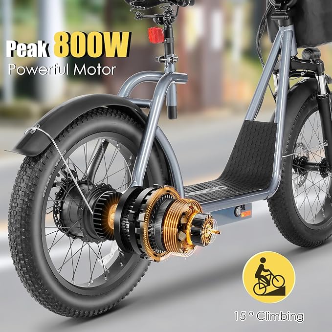 Caroma Electric Scooter with Seat for Adults, 800W Peak Motor, 20MPH & 30Miles Long Range, 20" Fat Tire Commuter E-Scooter with Basket for Grocery, Pets, and Daily Commute