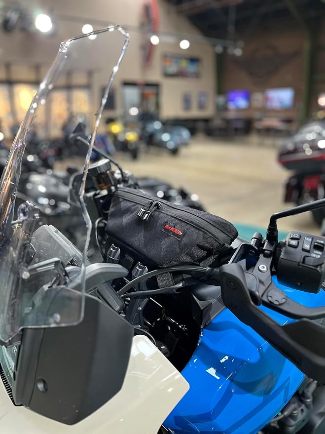 Moto Pockets Adventure Handlebar Bag – Motorcycle Handlebar Storage for ADV Bikes – 2.2L Front Pouch – Water Resistant – Made in USA