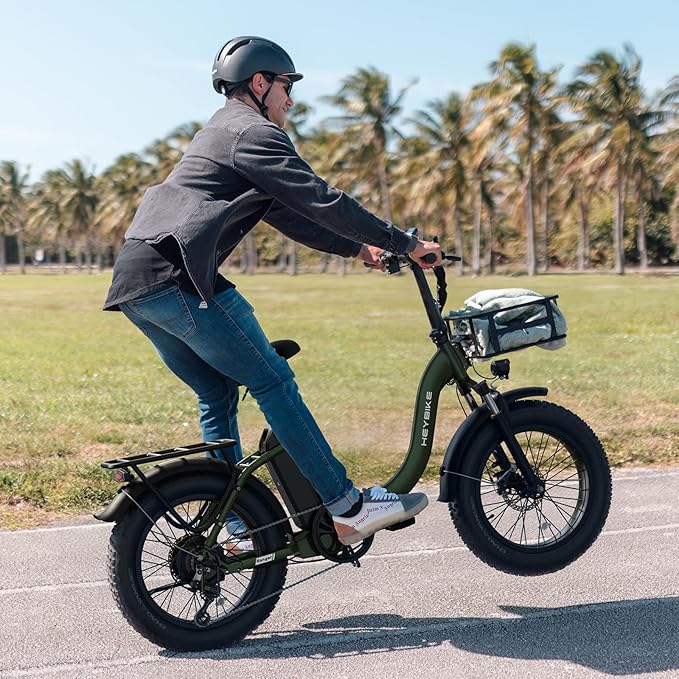 Heybike Ranger 2.0 Foldable Electric Bike for Adults, 20"×4 Fat Tire Ebike with 1400W Peak Motor, 28 MPH Max Speed, 600Wh Removable Battery, Up to 65 Miles Range, Front Suspension Step-Thru E Bike