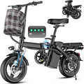 Electric Bike for Adults and Teens, Folding Ebike,Commuter City Foldable E Bike with 560W Motor and 48V 10Ah Battery, 24MPH Speed Pedals Assist, Dual Disc Brakes,14" Compact Electric Bicycles