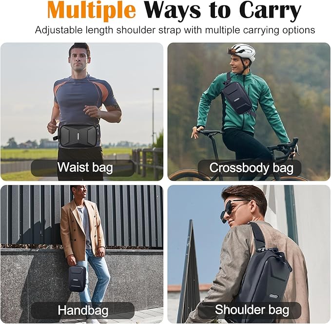 Bike Handlebar Bag, EVA Waterproof Bike Front Bag, 3.2L Bicycle Frame Storage Bag Waist Shoulder Bag, Bike Pouch for Road Mountain Bicycle Cycling Travel Hiking (Brown)