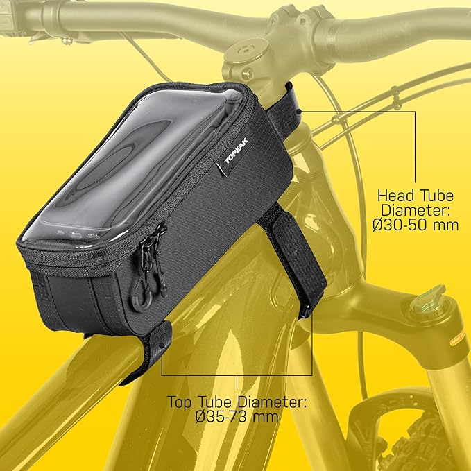 Topeak Bento Pack – 2-in-1 Top Tube Bike Bag & Touchscreen Phone Case with Dual Compartment Storage, Adjustable Straps, and Durable Nylon-TPU Construction