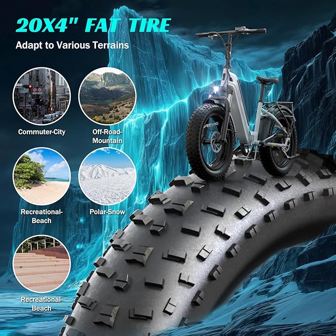 SISIGAD Folding Electric Bike for Adults, 1500W Peak Motor Ebike with 48V 15Ah Removable Battery, Max Range 60 Miles 28 MPH Commuter Foldable Ebike, 20" Fat Tire All Terrain E Bike