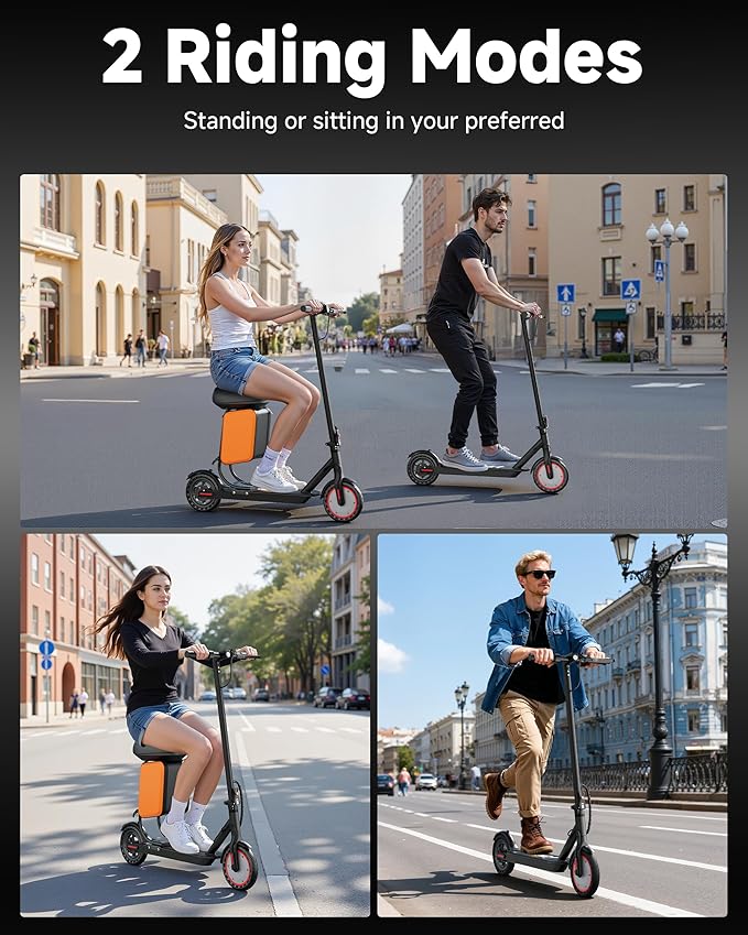 Folding Electric Scooter for Adults with Seat- 19MPH & 21-Mile Range, 350W Motor, 8.5" Solid Tires with App Control & Dual Brake System - UL2272 Certified Commuter E-Scooter