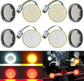 LivTee 1157 Front Rear LED Turn Signals Tail Brake Lights with Lens Cover Kits Compatible with Harley Davidson Touring Dyna Softail Sportster Street Glide Road Glide Accessories