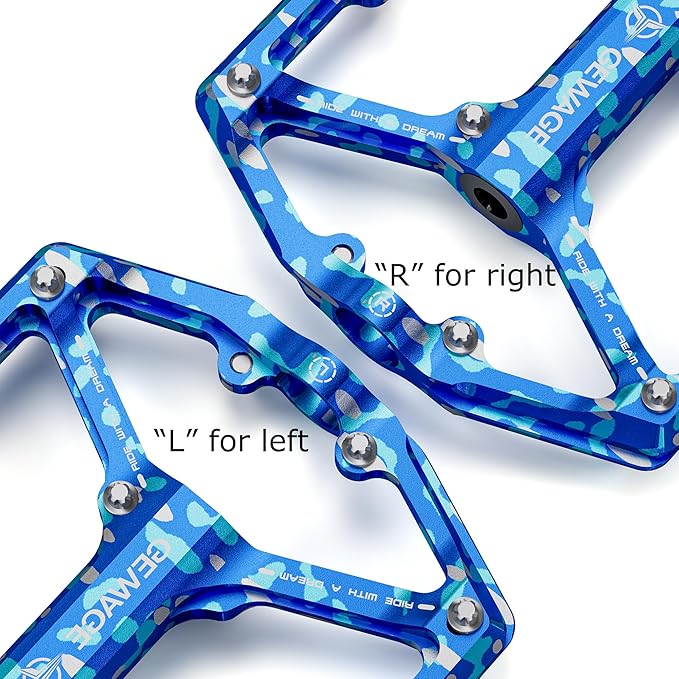 Road/Mountain Bike Pedals - 3 Bearings Bicycle Pedals - 9/16” CNC Machined Flat Pedals with Removable Anti-Skid Nails