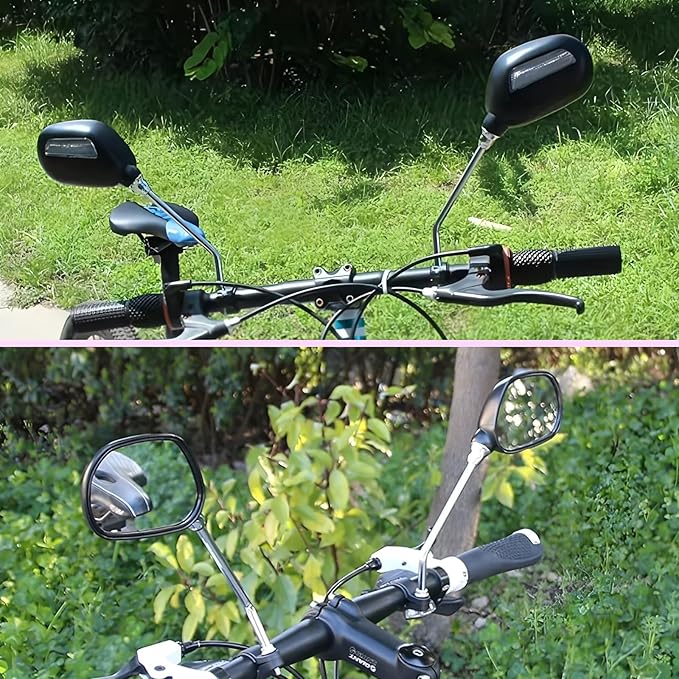 2pcs Bike Mirror Handlebar Mount 360° Adjustable, Wide Rear View Mirror Bicycle Mirrors for Handlebars with Scratch Resistant Glass,Large Wide Angl Bike Rear View Mirror for Motorcycle,Bike Accessory