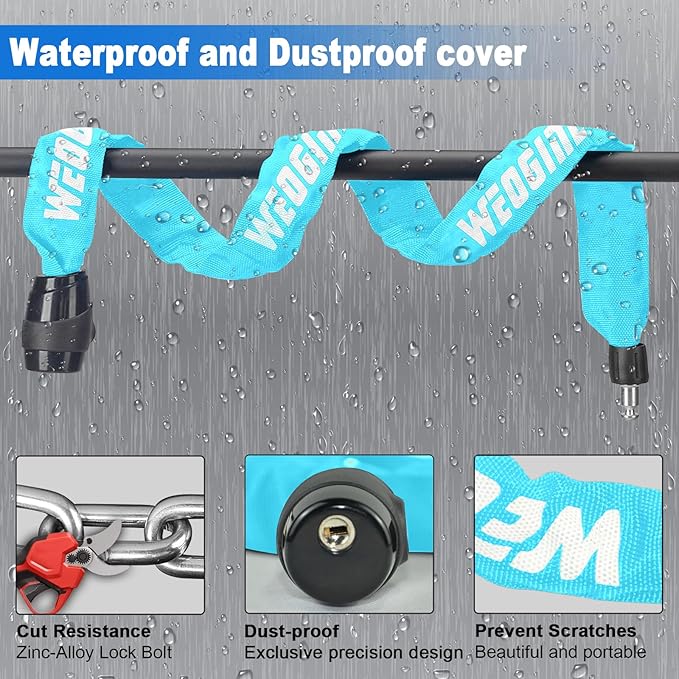 Bike Lock, Heavy Duty Anti-Theft 2.72 Ft Security Chain with 3 Keys, Waterproof for Bicycle,Scooter, Motorcycle, Door, Gate, Fence