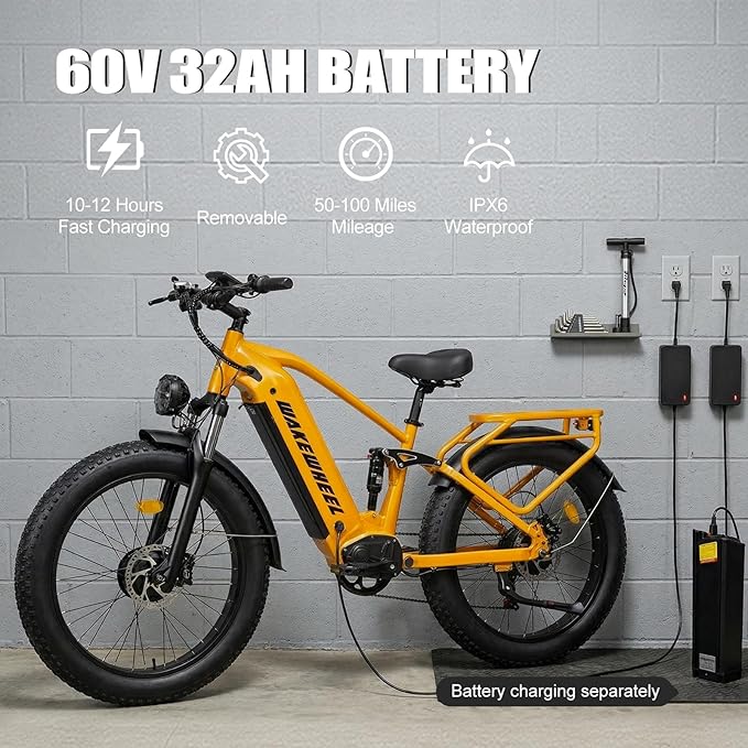 8000w Electric Bike for Adults, 60V 32Ah Battery Ebike, Fat Tire & Long Range Electric Bicycles, 210Nm Mountain Bike Full Suspension, Hydraulic Brake Electric Bicycle