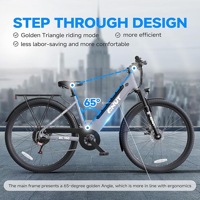 Electric Bike for Adults, 1200W Peak Commuter Ebike with 48V Built-in Battery 26" City Step Through E-Bike 7-Speed 65Miles 20Mph Urban Electric Bicycles for Women Men Teens