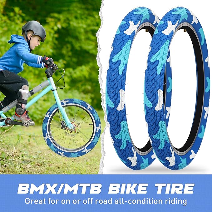 ZUKKA 20 x 2.35 Bike Tire 1/2 Pack 20 inch x 2.35 BMX Bike Tire Folding Replacement Tire for MTB Mountain Bike, BMX Bicycle Commuter Bike