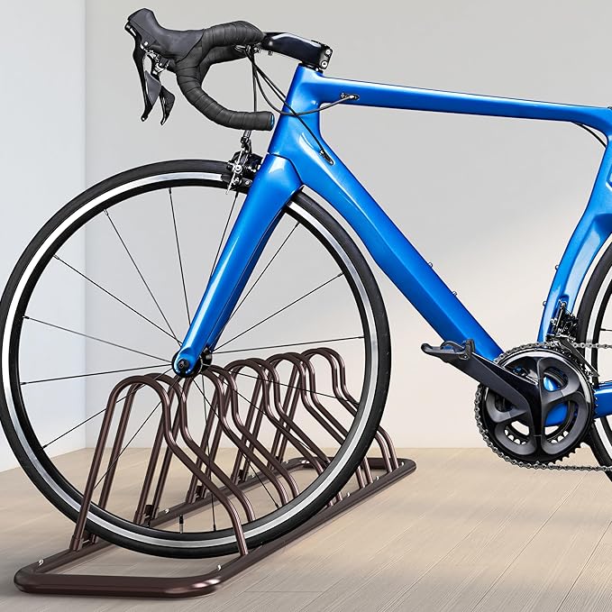 Simple Houseware 5 Bike Bicycle Floor Parking Adjustable Storage Stand, Bronze