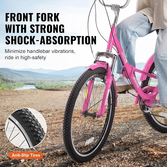 VEVOR Folding Adult Tricycle,Adult Folding Trikes, 3 Wheel Cruiser Bike with Large Basket & Adjustable Seat, Shopping Picnic Foldable Tricycles for Women, Men, Seniors
