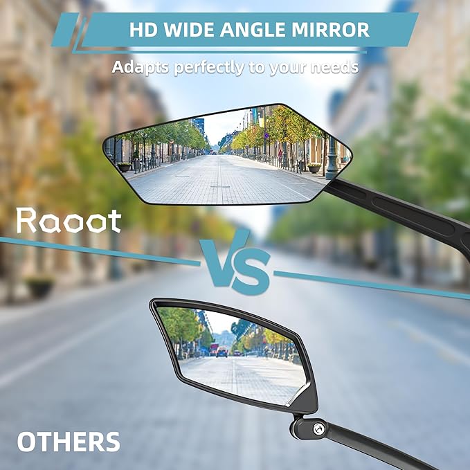 Bicycle Mirror | Bike Mirror Handlebar Mount | 360° Adjustable Scratch Resistant Glass Lens | Bike Universal Fit Accessories