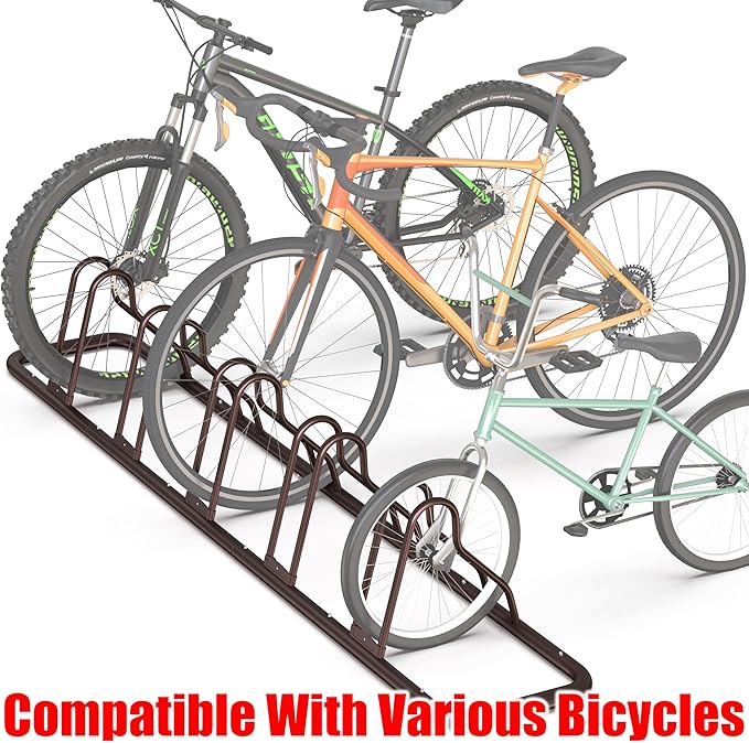 Simple Houseware 5 Bike Bicycle Floor Parking Adjustable Storage Stand, Bronze