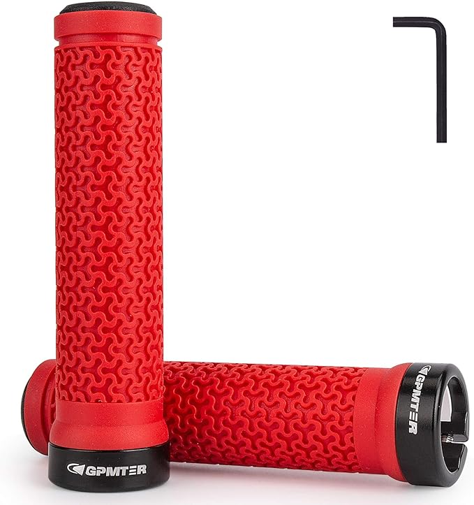 Bike Handlebar Grips, Single Lock on Bicycle Handle Bar, for BMX, Mountain, MTB, Beach Cruiser, Scooter, Folding Bike, Soft Non-Slip-Rubber Hand Grip Comfortable Ergonomic