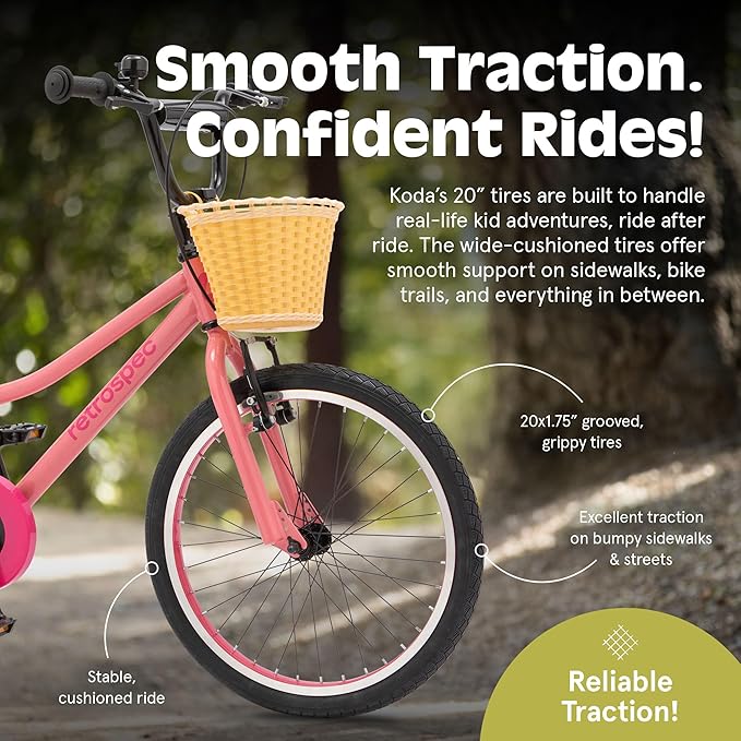 Retrospec Koda Plus Kids Bike for Boys & Girls Ages 6-8 Years - 20" Children's Bicycle, Adjustable Seat & Handlebars