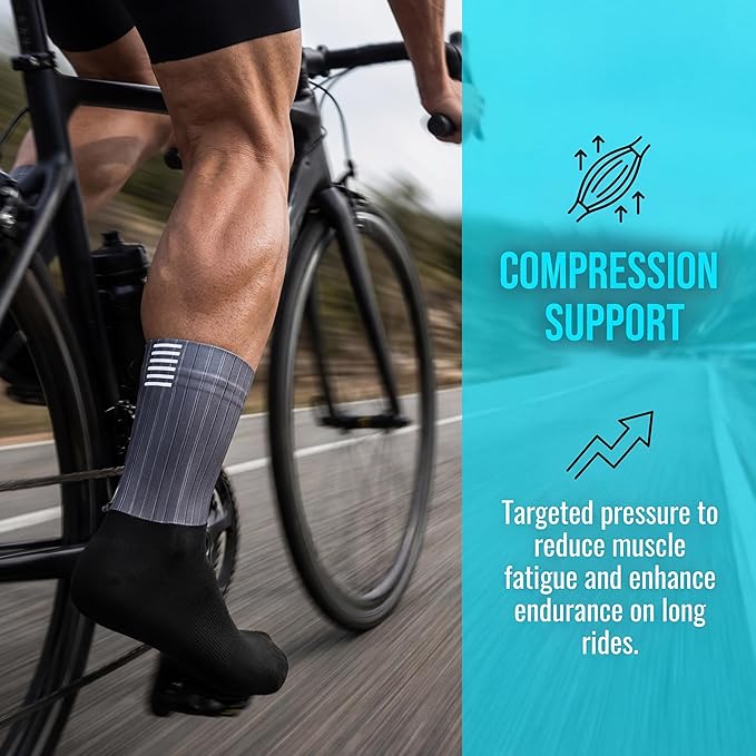 Cycling Socks for Men & Women - 3D Arch Support Compression Bike Socks | Moisture Wicking & Breathable