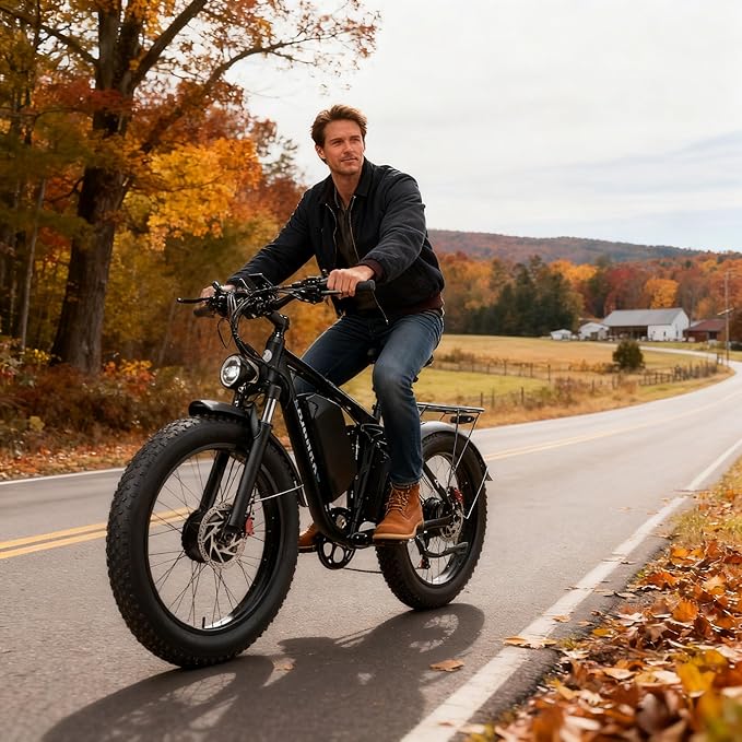 9000W Peak Dual Motor Electric Bike for Adults 46MPH,100Miles Long Range Ebike,7 Speeds,52V 34Ah Removable Battery,Full Suspension 24" Fat Tire E Bike for Mountain Off-Road Commuter Snow