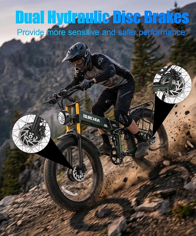 2026 Upgraded Dual Motors AWD Electric Bike for Adults 5000w/3000W/1500W Motor Dirt Ebike 40MPH/30MPH 52V/48V 30Ah/20Ah Battery Up to 90 Miles Long Range 26" Fat Tire Bicycle for Commute Mountains