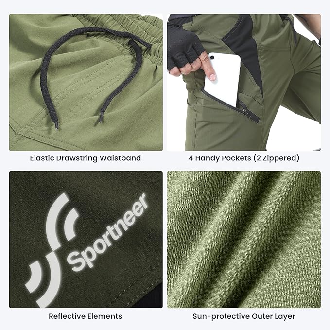 Sportneer Bike Shorts for Men: 3D Padded Lightweight Riding Biking Cycling Mountain Bike Shorts for Men with Zipper Pockets