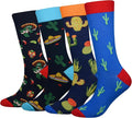 Cansok Men's 2/4 Packs Fun Crazy Novelty Dress Crew Socks