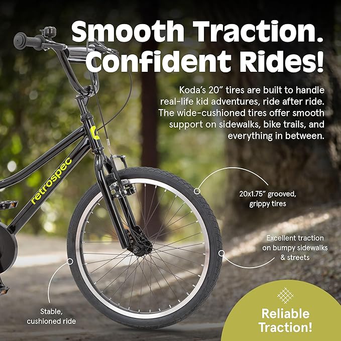 Retrospec Koda Plus Kids Bike for Boys & Girls Ages 6-8 Years - 20" Children's Bicycle, Adjustable Seat & Handlebars