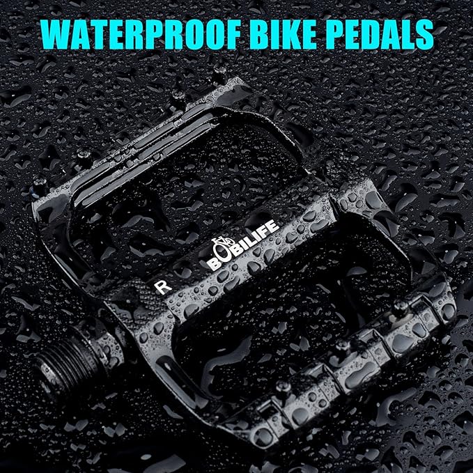 Smooth Bearings Mountain Bike Pedals - MTB Bicycle Flat Pedals Aluminum 9/16" Sealed Bearing Lightweight Platform for Road Mountain BMX MTB Bikes