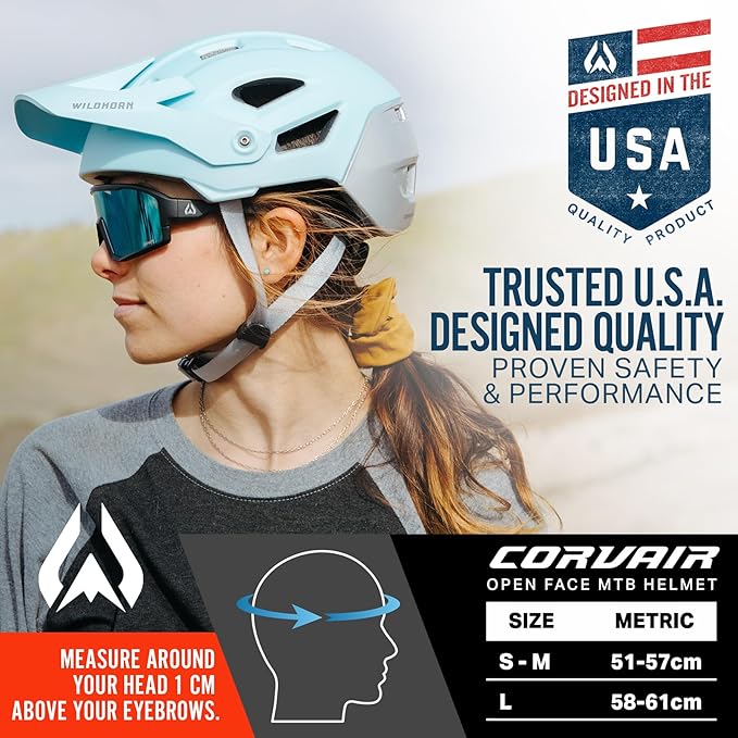 Wildhorn Corvair Mountain Bike Helmet for Men and Women with Maximum Venting, FTA fit System & Adjustable Visor. Adjustable Sizing Adult Bike Helmets for Women and Men. Stylish All Around MTB Helmet