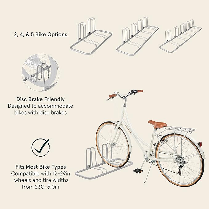 Retrospec Stash Rack 2, 4 & 5 Bike Floor Stand Bicycle Storage Organizer for Mountain Bike, Road Bike, Weather Resistant Fine Powder Steel Coating Fits Wheels up to 3" | for Mountain Bike, Road Bike, Weather Resistant, Fits Wheels up to 3"