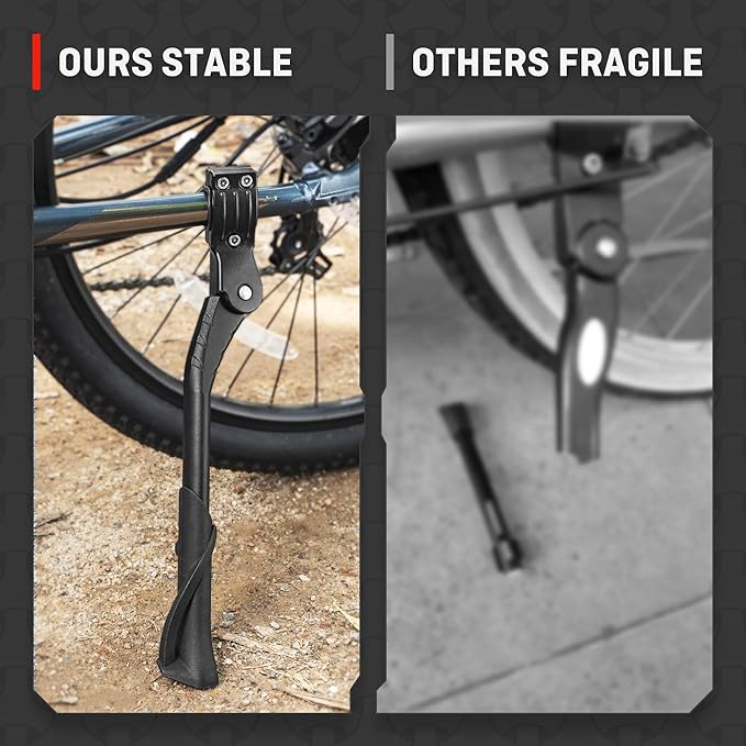 HENMI Bike Kickstand for Adult Bikes, Adjustable Bicycle Kickstand for Most 26"-29", Non-Slip Sole, Aluminum Alloy Material, Kickstand for Mountain Bike