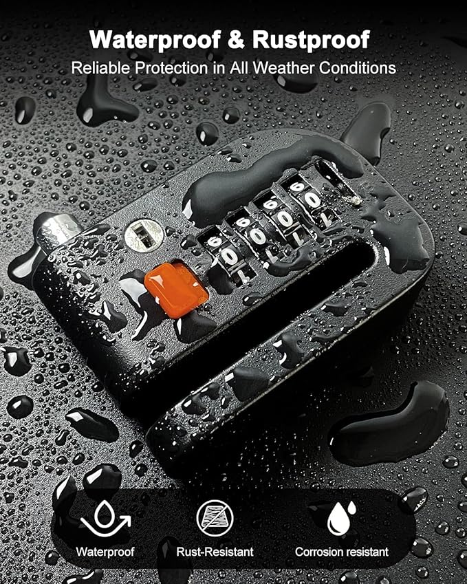 Motorcycle Disc Brake Lock, Motorcycle Locks Anti-Theft High Security 4-Digit Code Wheel Brake Lock Waterproof Alloy with Reminder Cable and Keys for Motorbike, E-Bikes, Scooters, Mountain Bike