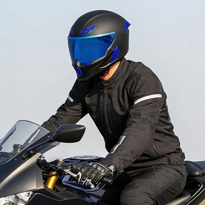 Motorcycle Helmets for Adult Men Women,Full Face Motorcycle Helmet,MG666 DOT Approved Motorbike Racing Street Bike Helmets with Two Visors