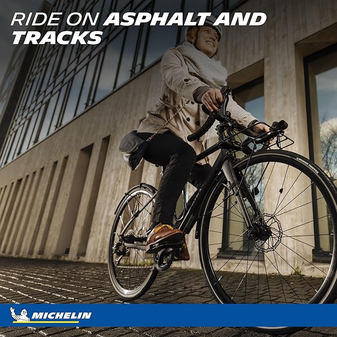 Michelin Protek Clincher Tires 700x35 & 40 Black Reflective Anti-Puncture Road & Touring E-Bike Tubeless-Ready Components