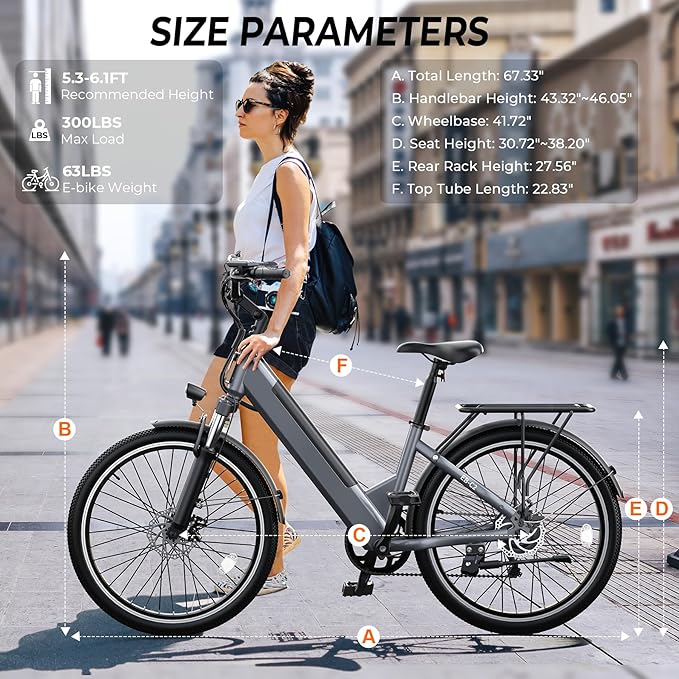 Electric Bike for Adults,26" Step-Thru EBike with 1000W Peak Motor,50 Miles 21.7MPH Adult Electric Bicycles with 48V Internal Removable Battery, Adjustable Stem,7 Speed,UL 2849 Certified