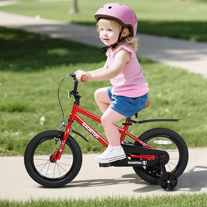 14/16/18 Inch Folding Kids Bike with Training Wheels, Gifts for Girl&Boy Age 3-10 Years, Toddler Bike with Dual Brakes for Beginners, Multi-Color