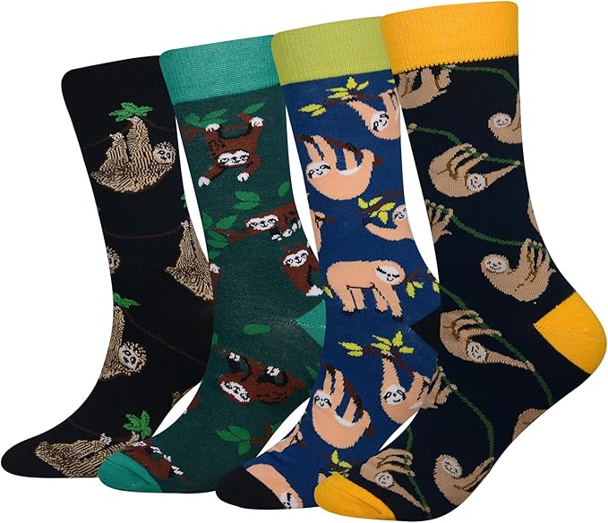 Cansok Men's 2/4 Packs Fun Crazy Novelty Dress Crew Socks