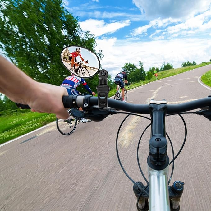 QWORK Bike Mirrors, 2 Pack 360-Degree Rotatable Handlebar Mirrors for Safe Cycling, Cycling Rear View Mirror