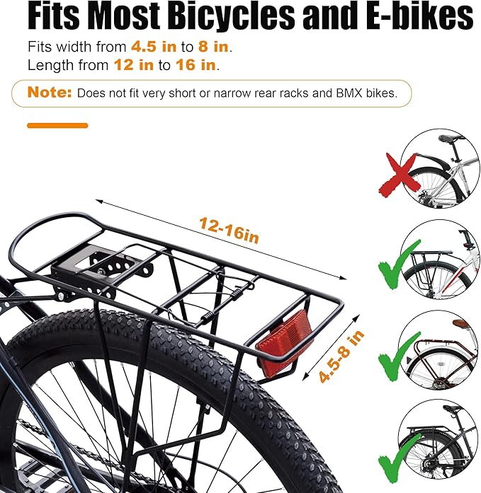Bike Rack Bag-10L EVA Hard Shell Waterproof 3 in 1 Ebike Trunk Pannier Bag with Reflective Strip & Shoulder Strap for Commuter Travel Outdoor Cycling Accessories (Hard Shell with Rain Cover)