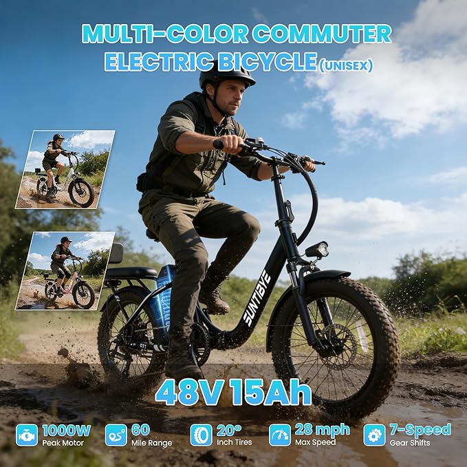 Electric Bike for Adults and Teens, Ebike, Electric Bicycle Mountain Dirt Bike Fat Tire Electric Bike, Multi-Funtional Bike for Work, School, Commute, Off-Road