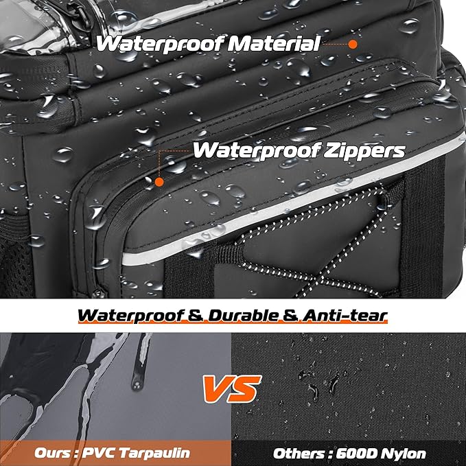 Waterproof Motorcycle Handlebar Bag, Dirtbike Handlebar Bag for Cruiser Softail Dyna Sportsters, Bicycle Tool Storage Pouch with PVC Clear Window & USB Charge Hole, Bag Only