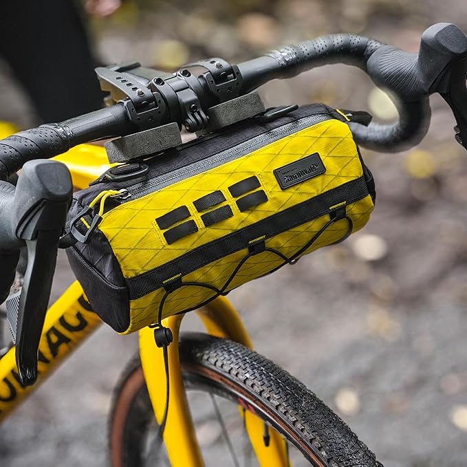 Rhinowalk Bike Handlebar Bag Waterproof Bicycle Front Bag Frame Storage Roll Bag Mountain Road Bikes Commuter Shoulder Bag Professional Cycling Accessories-Yellow