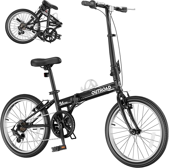 20 inch Folding Bike, Foldable Bicycle for Adults with 7 Speed Derailleur, Lightweight Collapsible Bicycle for City Commuting, Fold Up Bike Men Women Teenagers