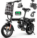 Electric Bike for Adults Teens, Commuter City Folding ebike with 560W Motor and 48V Battery, 24MPH 3-Level Pedals Assist, Dual Disc Brakes,14" Compact Foldable Electric Bicycle with Lock