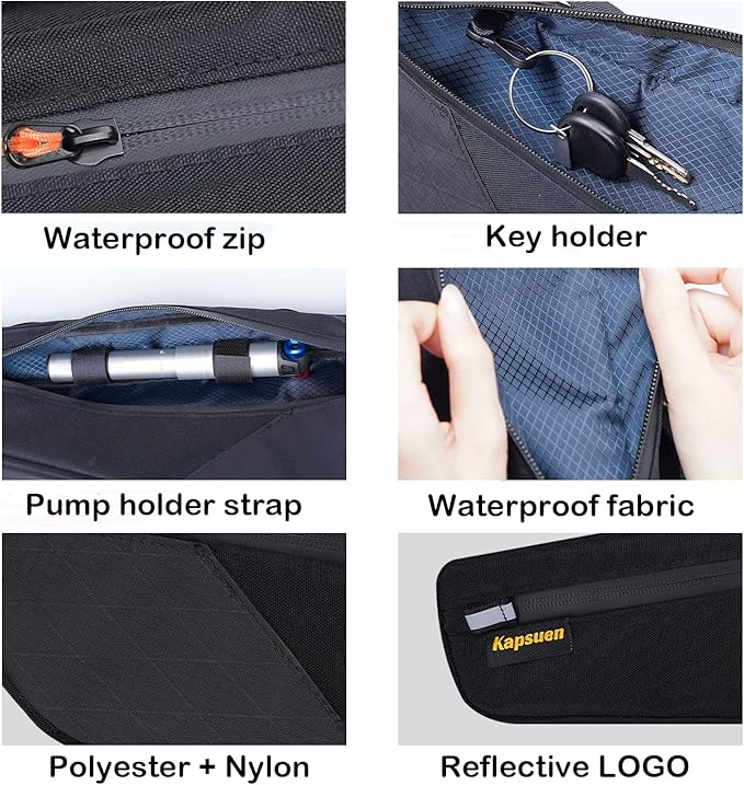 Bike Frame Bag - 2.5L Waterproof Cycling Triangle Bag with Side Pocket, Bicycle Under Tube Storage for Gravel, MTB, Road Bike (2.5L)