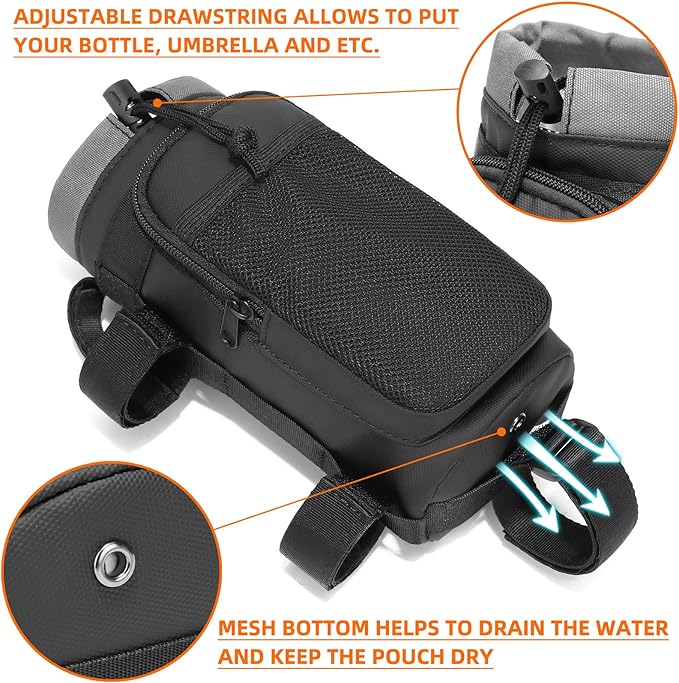 Bike Handlebar Bag Lightweight Waterproof Front Frame Water Bottle Holder Bag Large-Capacity Insulated Handlebar Bottle Cup Bag for Road Mountain Bicycle Outdoor Cycling Travel 2PCS
